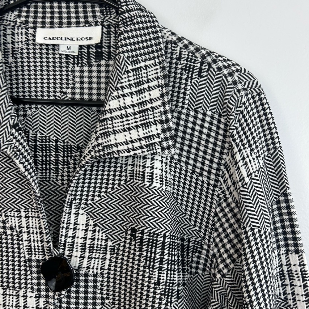 Caroline Rose Black/White Button Front Mixed Print Collared Jacket/Top Medium - Picture 7 of 10